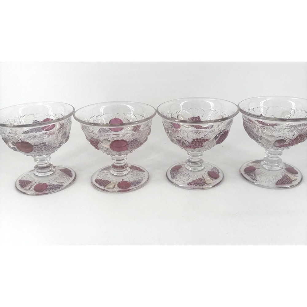 Sherbet Cups Glass Bowls Set‎ of 4 VTG Westmoreland Della Robbia Fruit Pattern